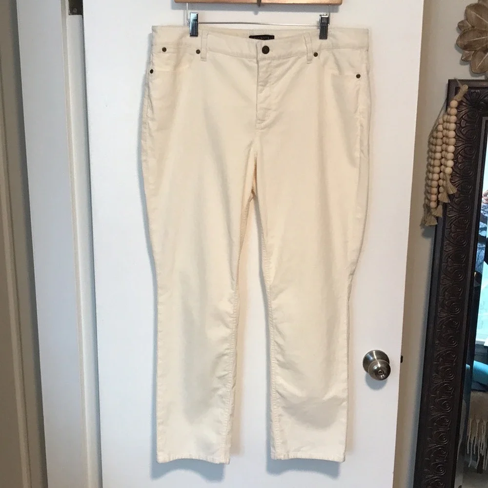 Talbots Women's 16P‎ Corduroy Pants Cream Slimming Straight Leg Five-Pocket NEW